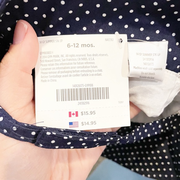 Gymboree Polkadot Bucket hat Summer hat with Bow Size 6-12 months NWT - Picture 9 of 10